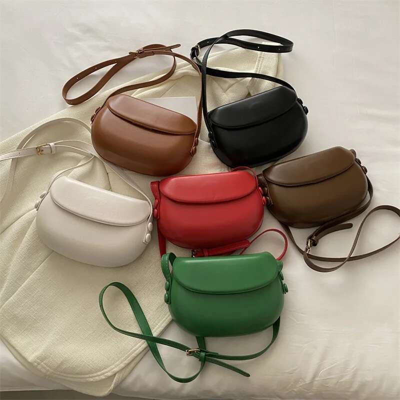 Womens Small Messenger Solid PU Leather Shiny Shoulder Bag Fashion Saddle Bags Flip Buckle Phone Coin Purse Lipstick Storage