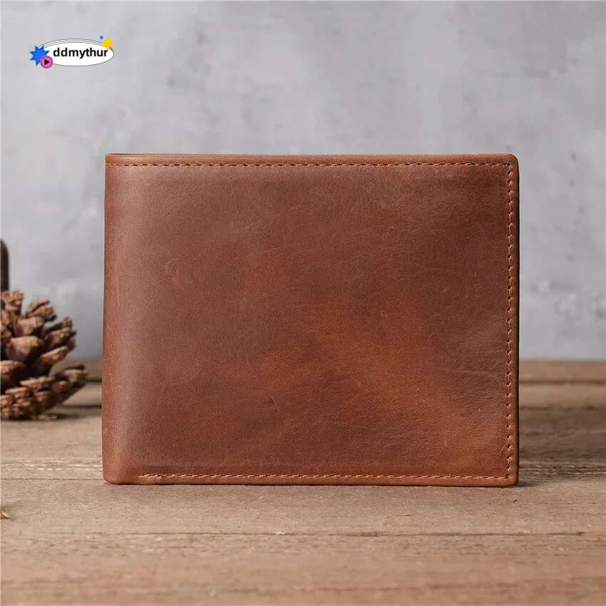 Genuine Leather Wallets for Men Vintage Short Multi Function ID Credit Card Holder Money Bag ddmythur