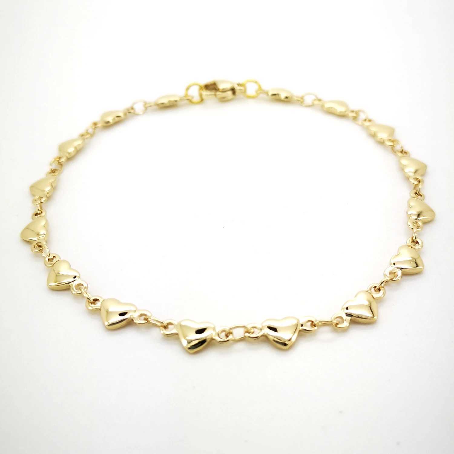 Barefoot Sandals Women Ankel Bracelets 18K Gold Color Stainless Steel Anklets High Polished Heart and Heart Charm 9/10/11 Inches Z250408