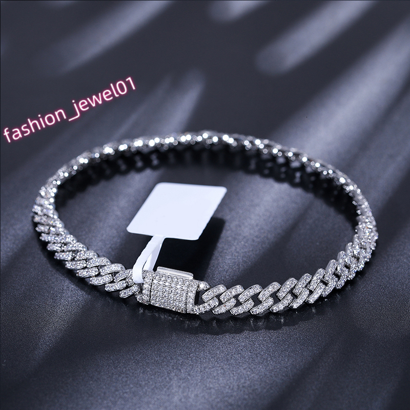 Cheap Price Pass Diamond Tester 6mm 925 Sterling Silver VVS Moissanite Iced Out Hip Hop Jewelry Cuban Link Bracelet Men Women