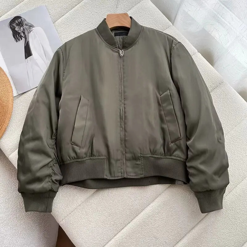 Spring Warm womens baseball jacket oversized basic zipper loose bomber Chaqueta Mujer 250409