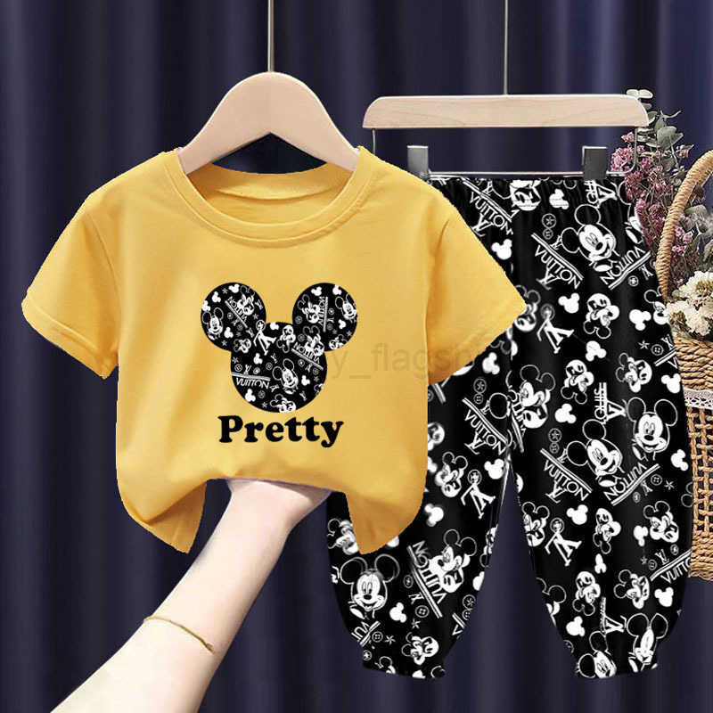 Disney Hot selling childrens summer trendy short sleeved T-shirt set Korean version 2025 new item for boys and girls in the storeXJ250409