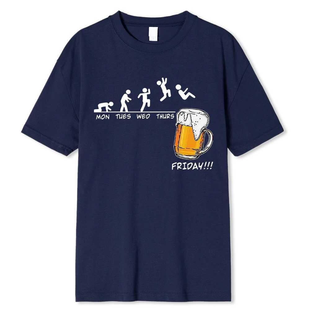 Friday Beer Printed Mens Brand T-shirt Interesting Graphic Hip Hop Summer Mens T-shirt Street Clothing Pure Cotton Harajuku T-shirt Short SleeveXJ2504