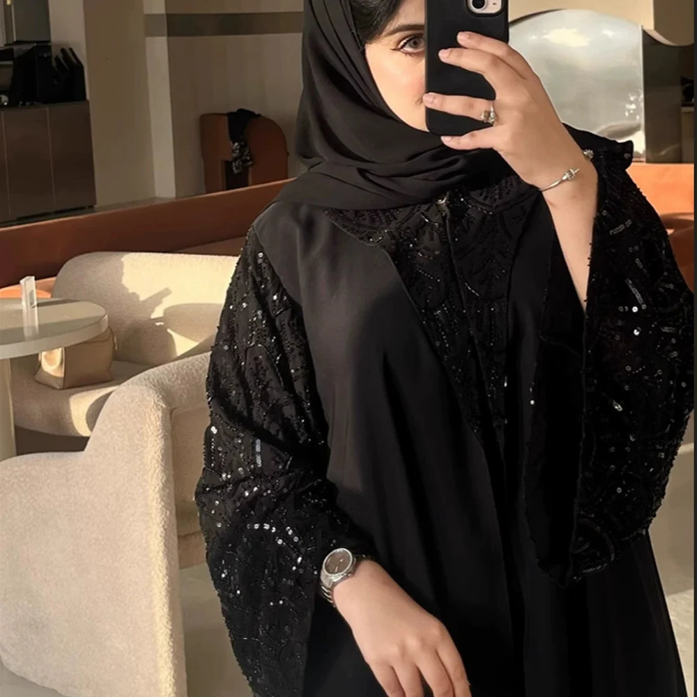 The Ramadan Black Open includes headscarves abayas Dubai y Islamic clothing Muslim dresses black beads 250409