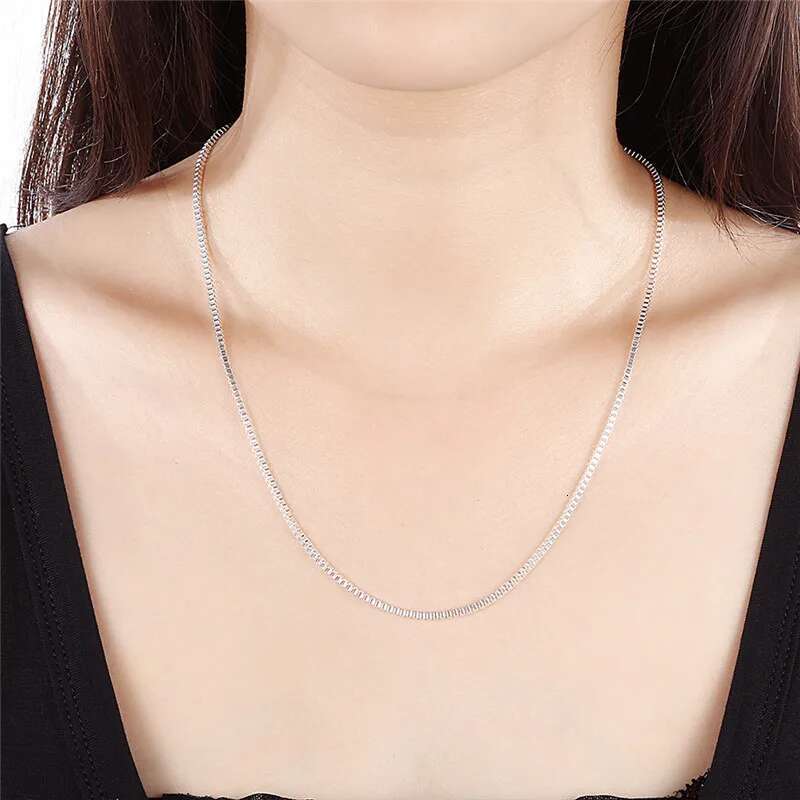 925 Sterling Silver Necklace 16/18/20/22/24 Inches Fine 1.5MM Box Chain For Women Top Quality Fashion Jewelry Christmas Gifts
