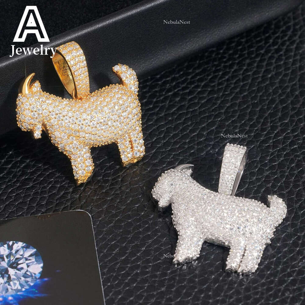 Custom hip hop iced out Jewelry Sterg Sier necklace VVS moissanite Dia chain set Sheep Pendant