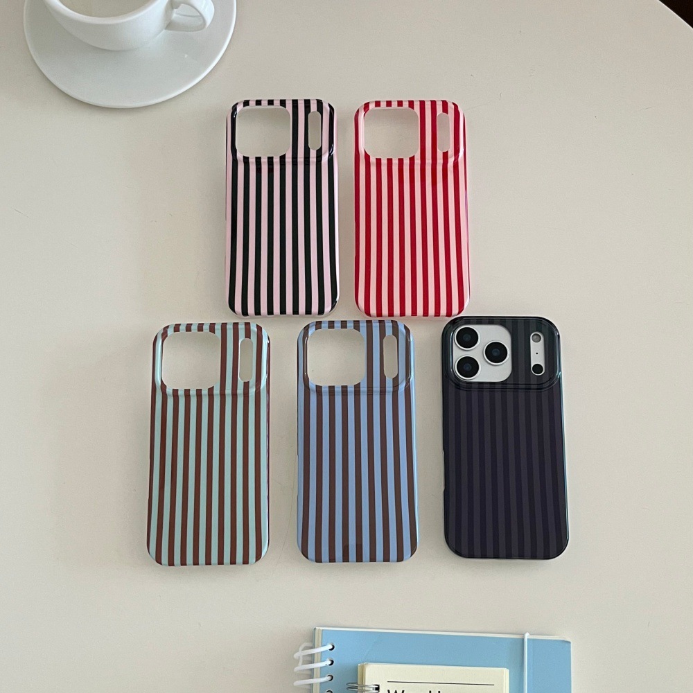 Solid Color Striped Phone Case Compatible with iPhone 17/16 Pro Max Simple Protective Cover iPhone 15/14 Pro