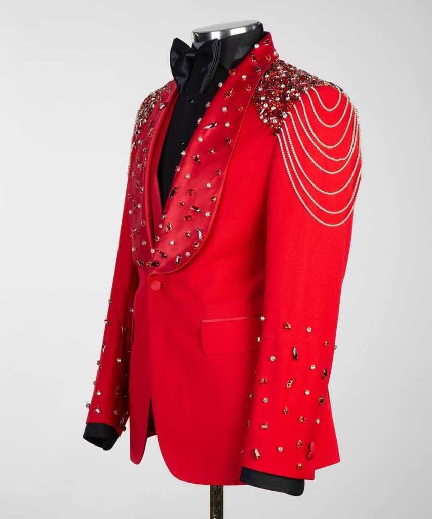 Luxurious Wedding Tuxedos Beading Crystal Men Suit Shawl Lapel 3 Piece Set Jacket Vest Pants One Button Party Suits Customized