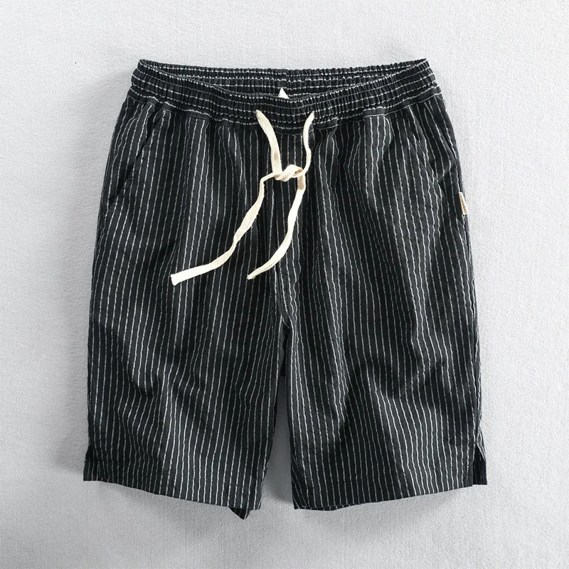 Summer mens cotton beach shorts breathable and comfortable striped loose brushed cut Hawaiian youth 250409