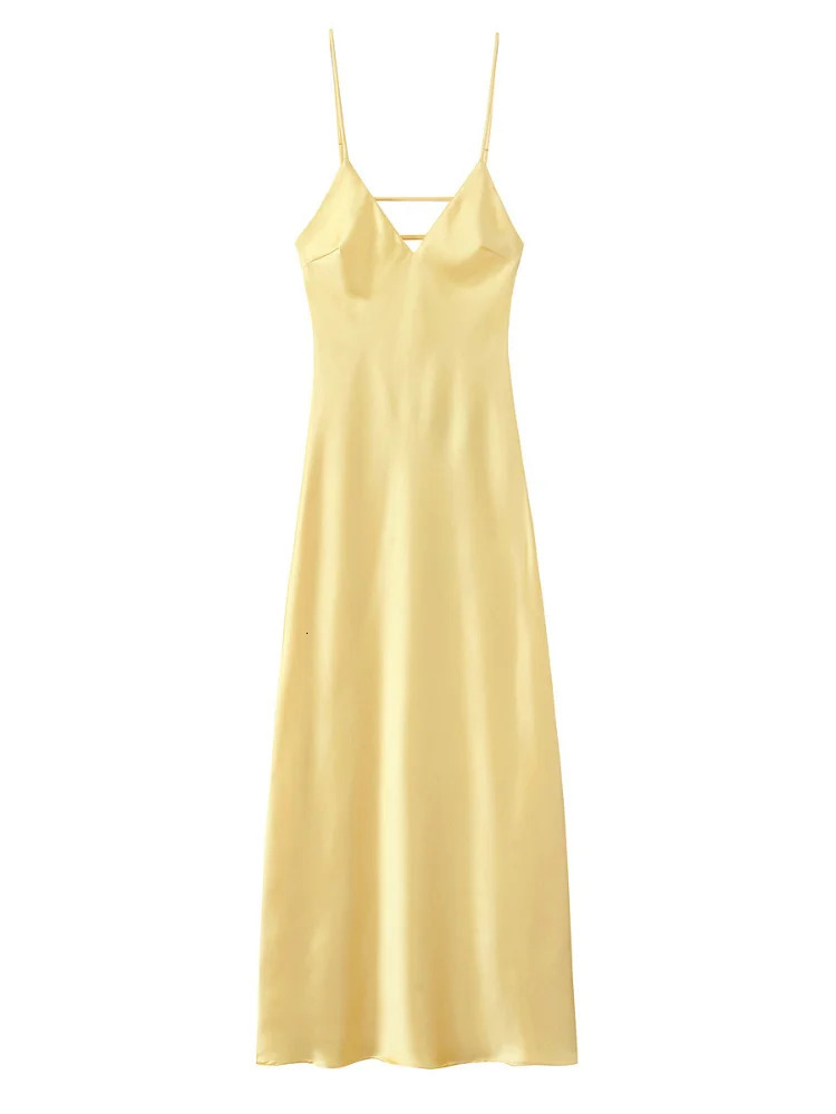 Womens solid satin backless sexy long dress fashionable sleeveless tight fitting spaghetti shoulder strap sound party Vistildos 250409