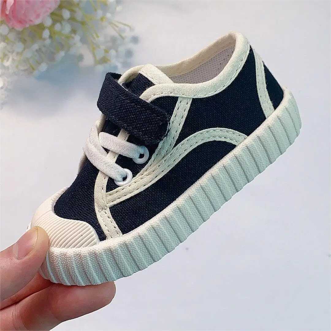 New childrens canvas shoes spring fashion soft and comfortable boys sports shoes girls casual shoes kindergarten shoes baby sports shoes X250409