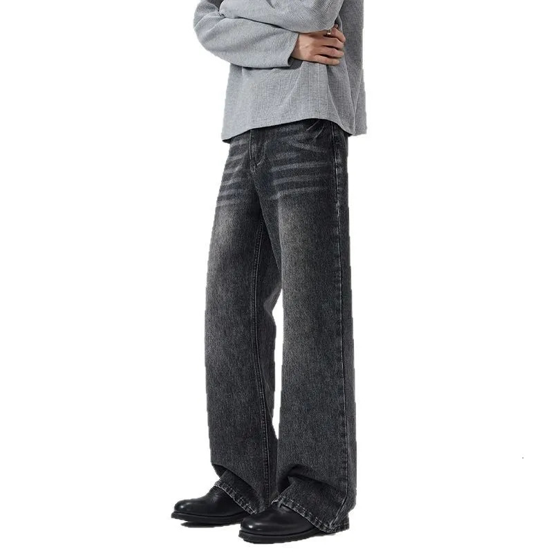N40 American Simple High Street Retro Trendy Loose Full Match Casual Vintage High silhouette Mens Straight Jeans 250408