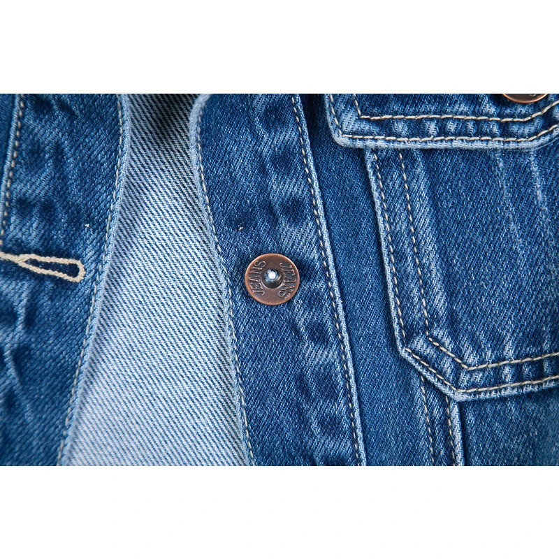 Womens denim jacket with spring and autumn long sleeves pockets mid length jeans fashionable full matching 250409