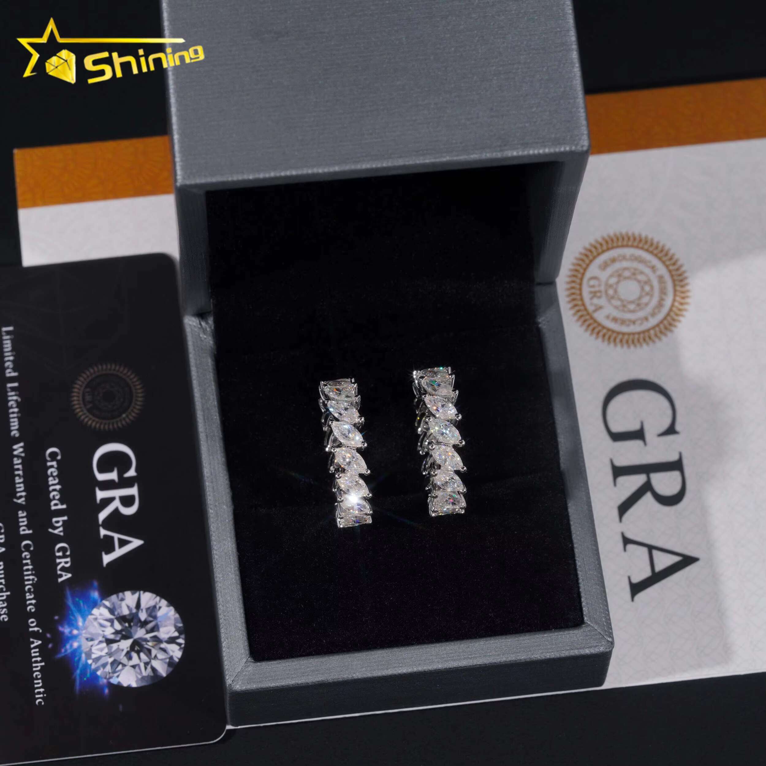Stocks GRA Certificate 925 Sterling Silver Gold Plated Hip Hop Jewelry Luxury Diamond Moissanite Band Ring Eternity Rings