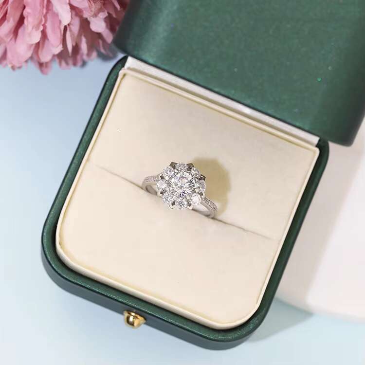 Large Diamond 18k Solid Gold Round Shining Cut Moissanite Vvs1 d Color Women Ring for Wedding