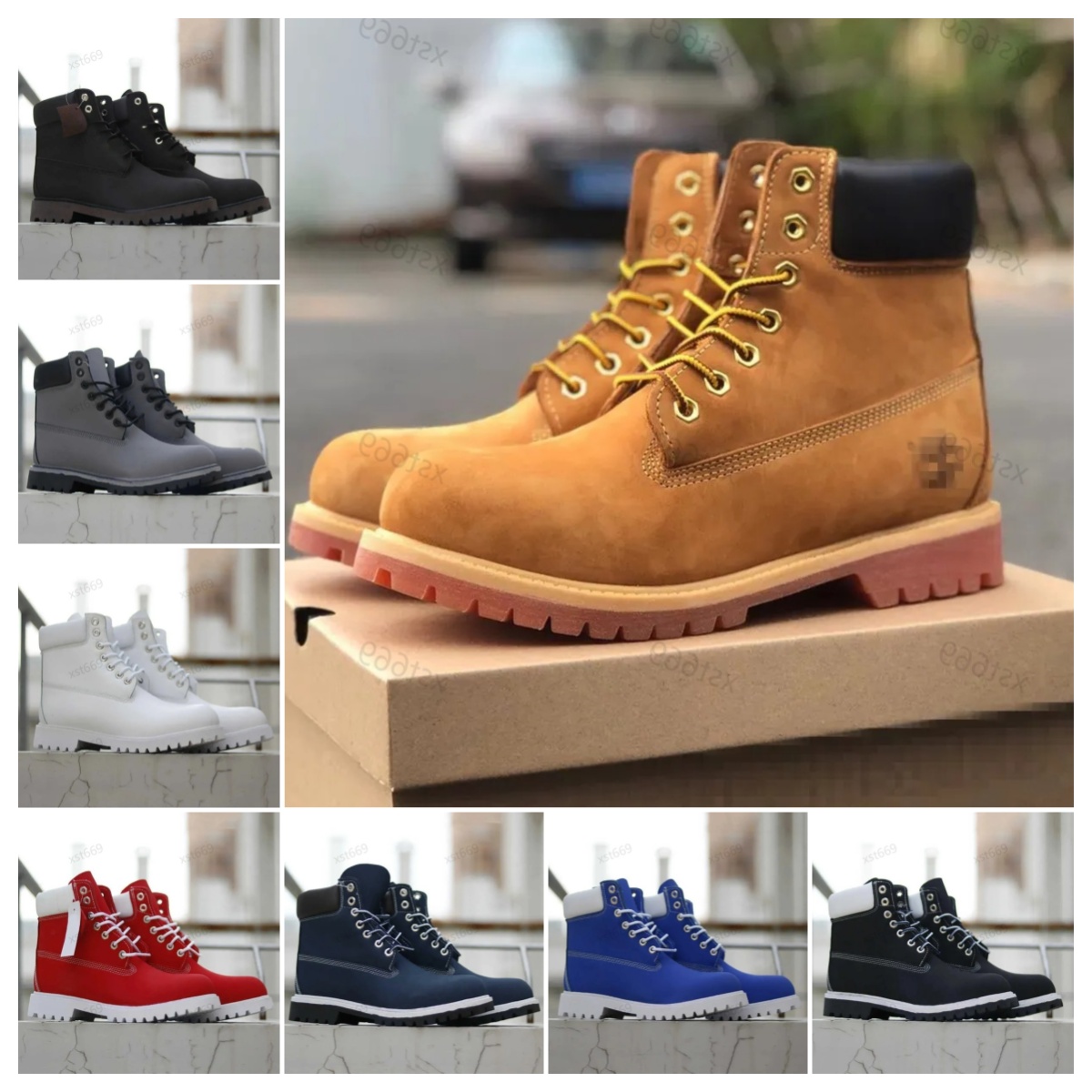 Designer Tims Men Women Yellow Martin Ankle Boots Cowboy Shoes Outdoor Sports Black White Brwon Pink Red Army Green Grey High Top Boots