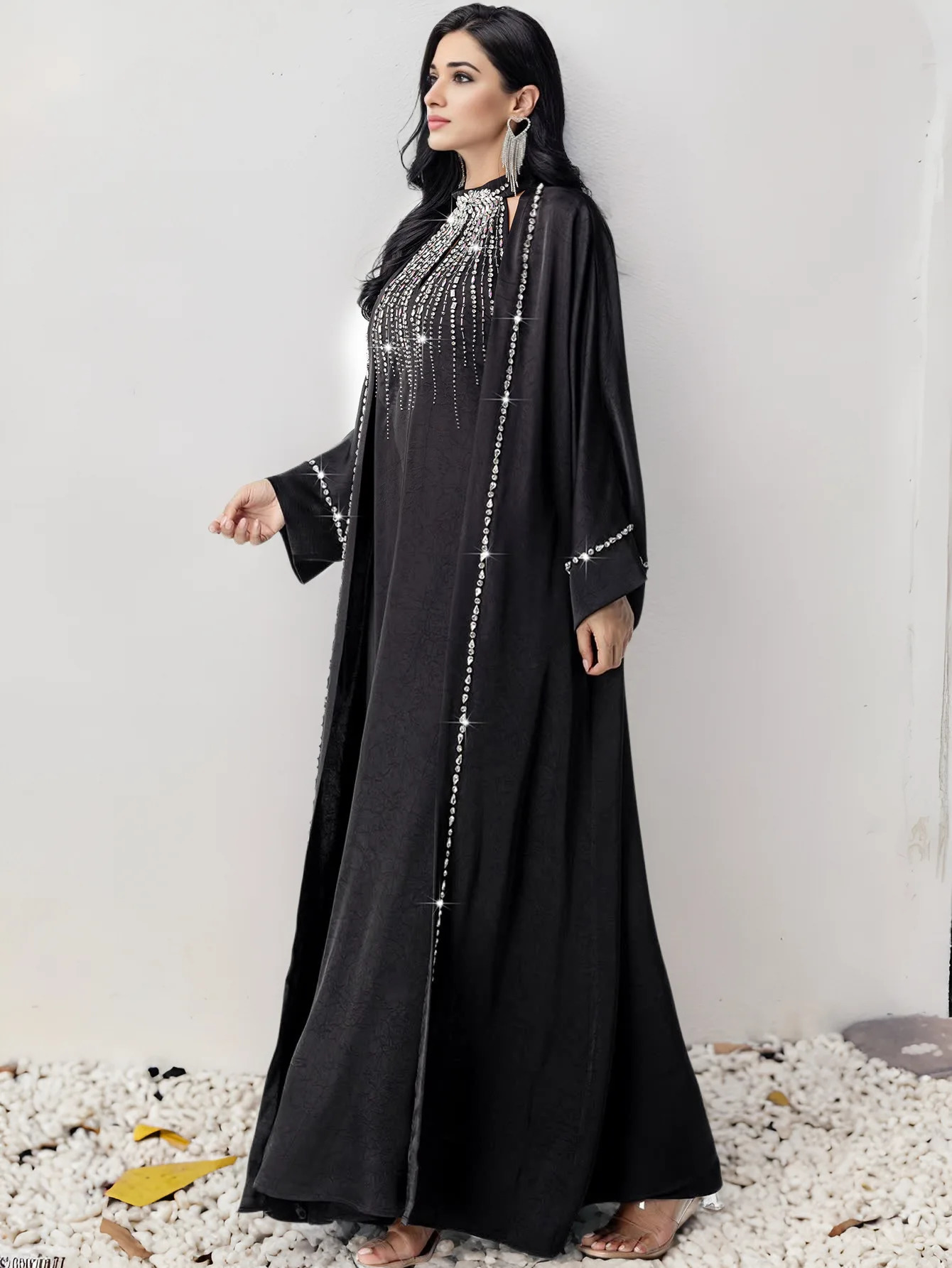 Eid al Fitr womens Abaya 2piece diamond party dress Muslim Kaftan robe Jalabiya Ramadan Dubai Vestido Largos 250409