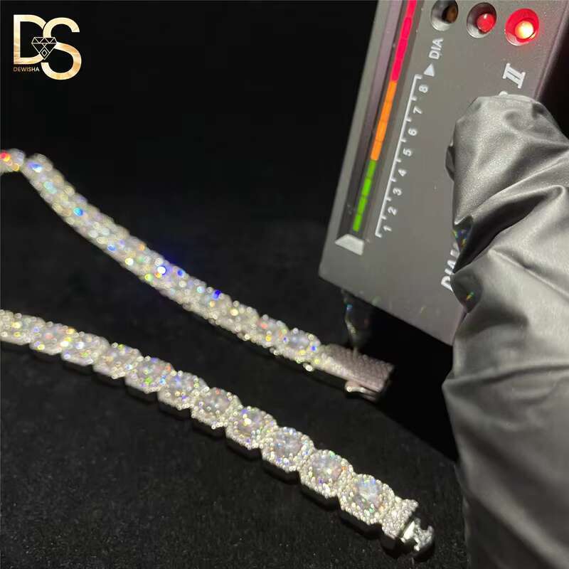 10mm Width New Fashion Rock Sugar Like Sterling Silver 925 Hip Hop VVS Moissanite Cuban Chain Necklace for Men