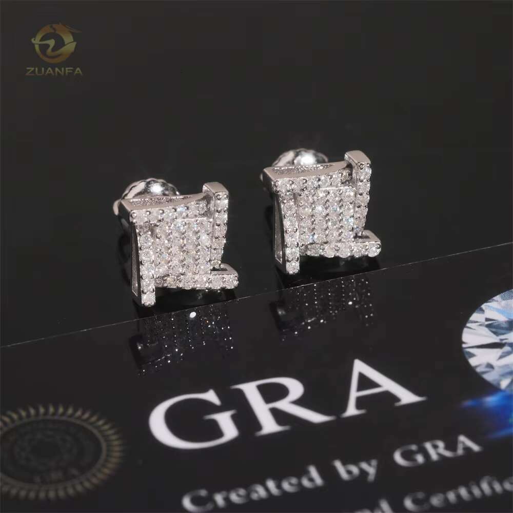 Designer Earring Hip Hop High Quality 925 Sterling Silver Iced Out VVS Moissanite Stud Earrings for Men