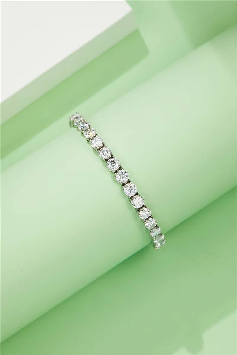 Fine Silver Jewelry Top Selling Moissanite Jewelry Silver S925 Sterling White 14k Gold Plated Diamond Tennis Chain Necklace