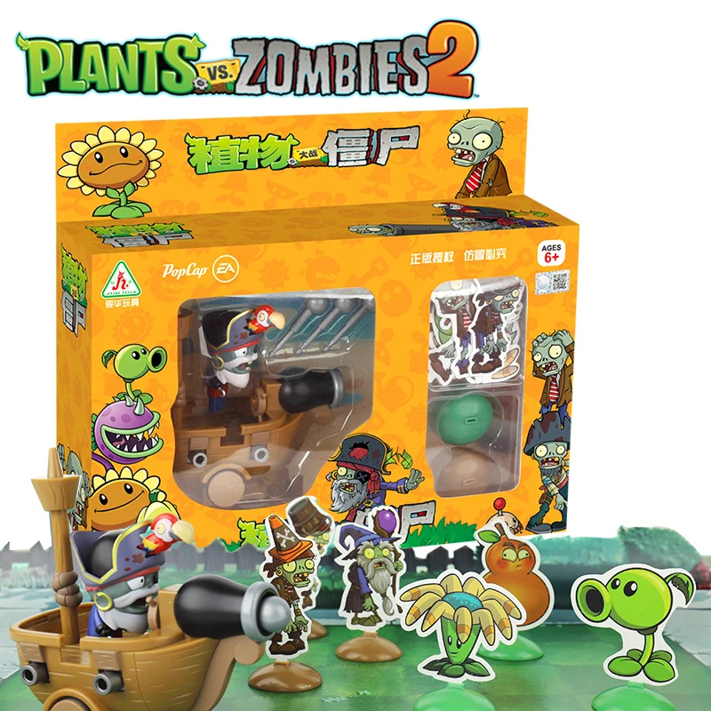 Plants Vs Zombies 2 Licensed Pirate Ship Zombie Pull-Back Vehicle Battle Set Bulk Stock - Action Figure Collectible Toy with Combat Game Interactive P