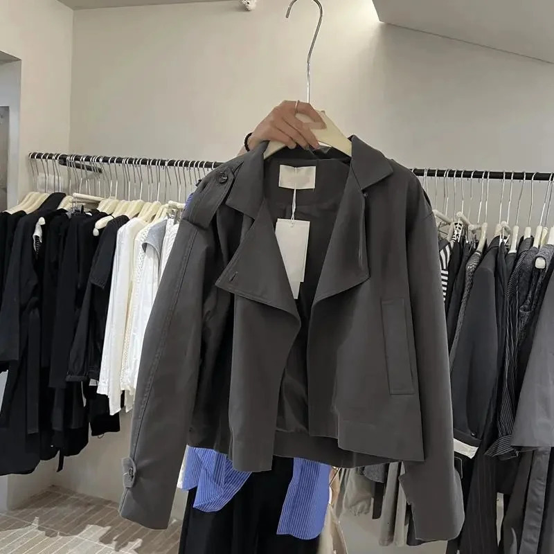 SpringAutumn Trench Coat Womens Elegant and Unique Full Match Windproof Jacket Casual 250409