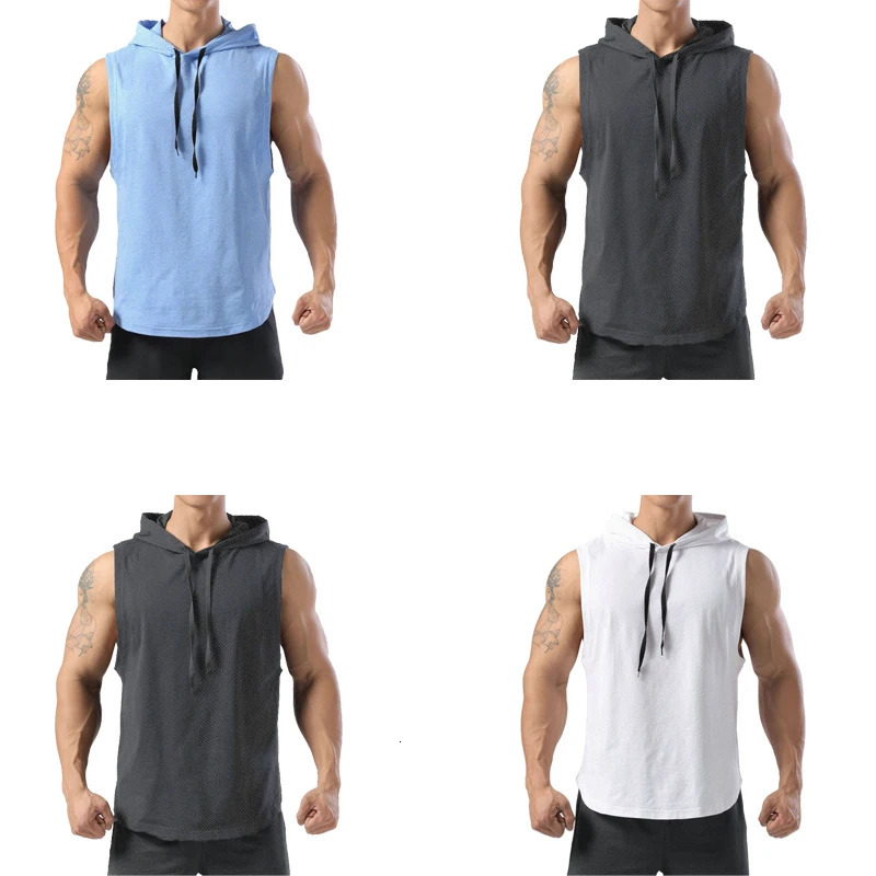 Summer mens fitness vest quick drying sleeveless basketball running casual Tshirt top 250409