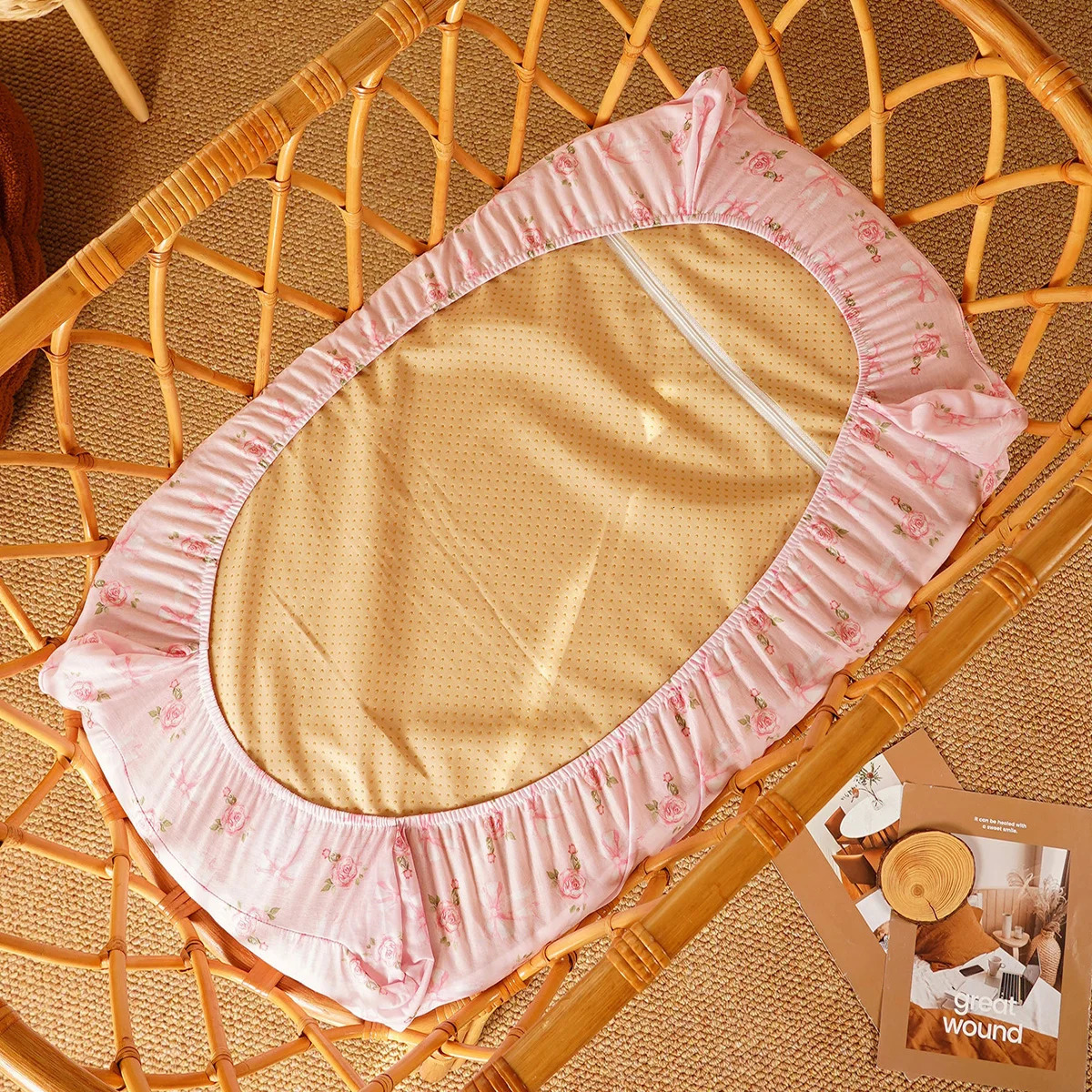 HappyFluent 2Pcs Baby Bass Mat Cover Set with Ultra Soft and Elastic Detachable Baby Bed Cover 250409