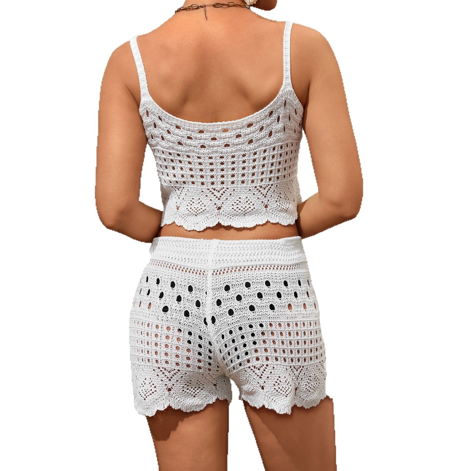 2025 summer round neck pullover vest with hollow straps set skirt