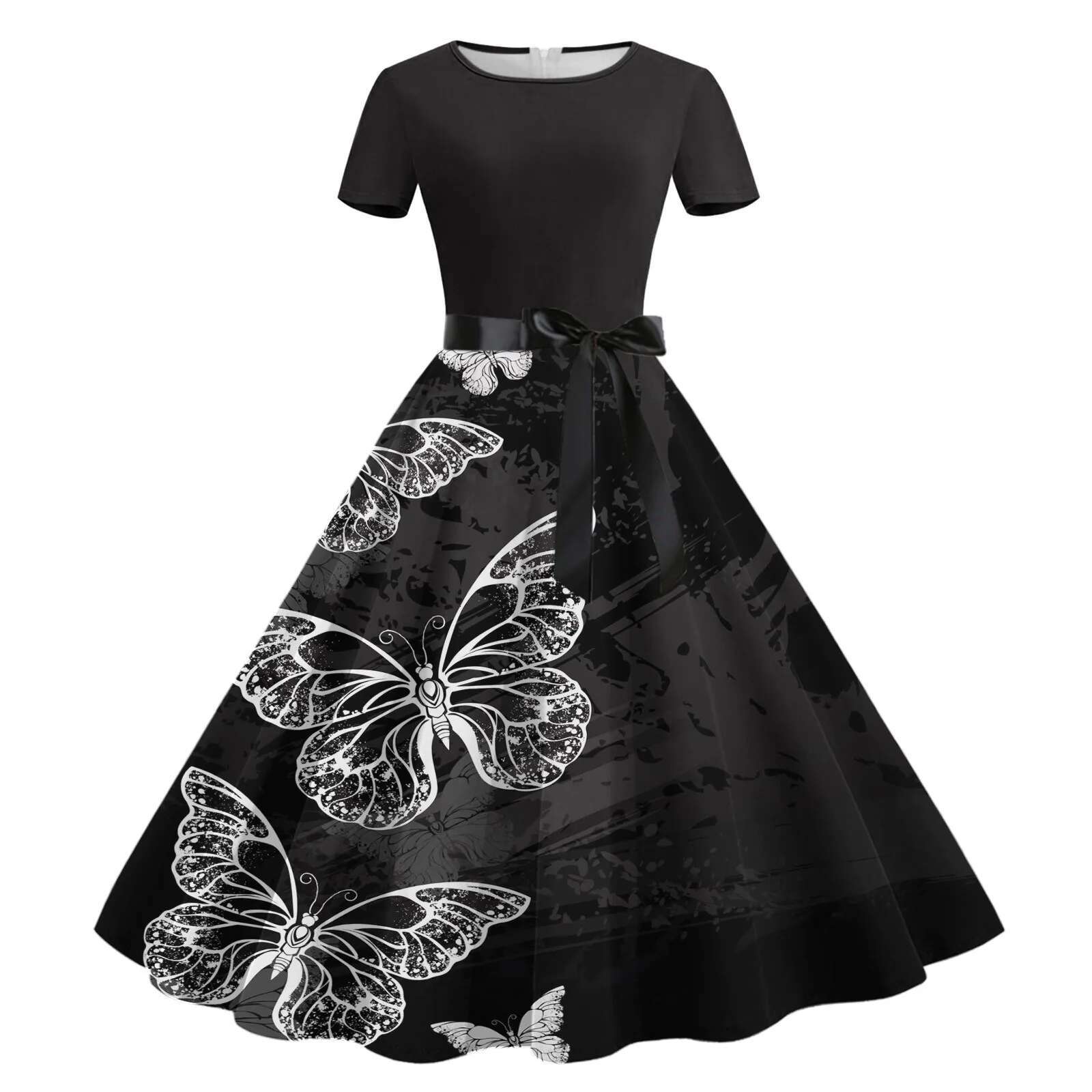 Dongdumaoyi Summer New Party Dresses Women S Vintage Robe Swing Pinup Elegant Dress Long Sleeve Casual Floral Print