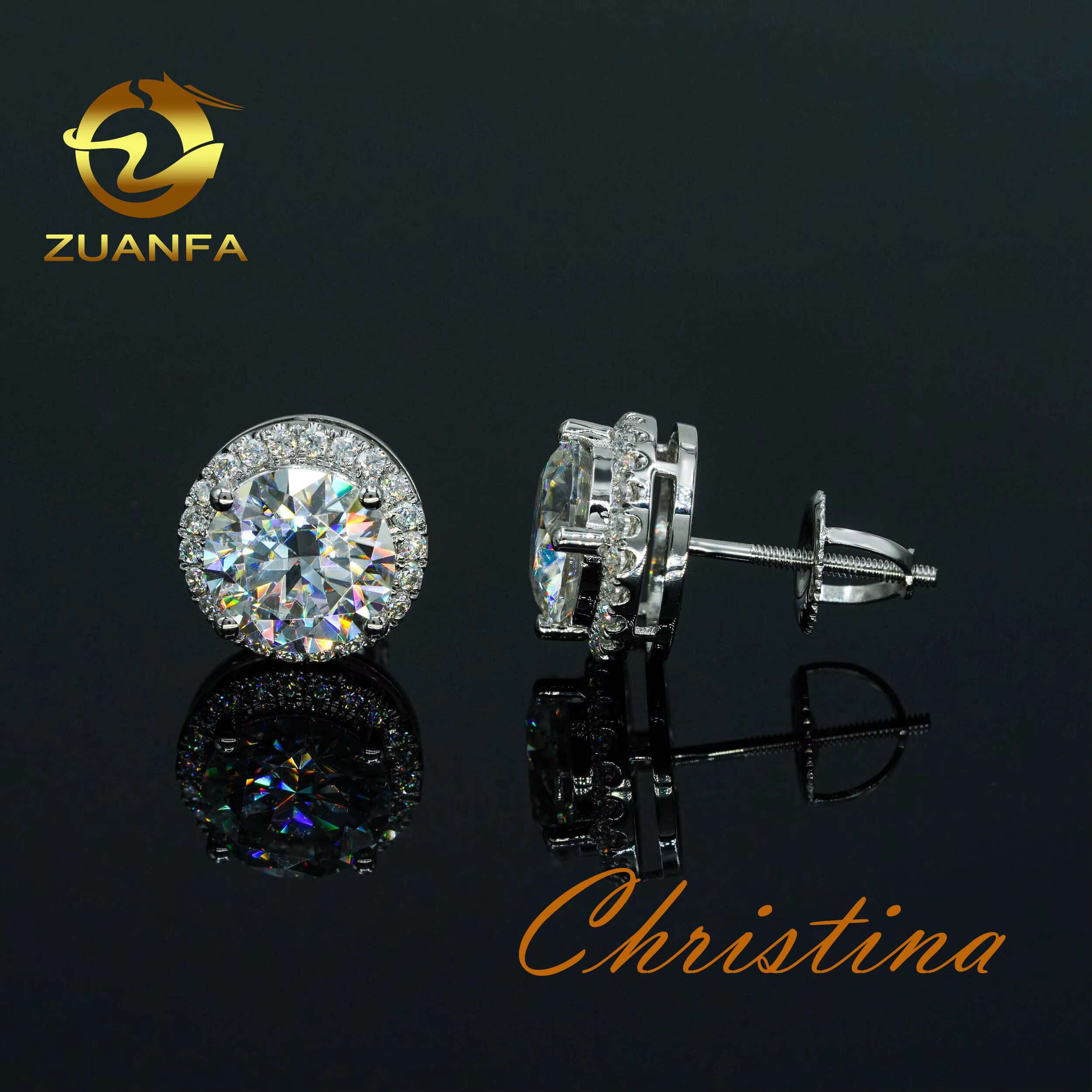 18k Solid Gold Screw Back Earring 4carats Highest Quality GRA Certificates Moissanite Stud Earring Dropshipping