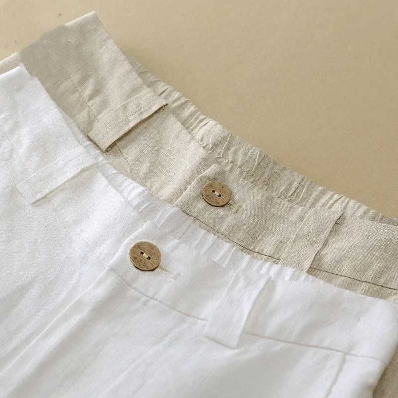 Linen wide leg pants for new summer thin casual solid pants for women elastic high waisted loose cotton and linen straight pantsXJ250403