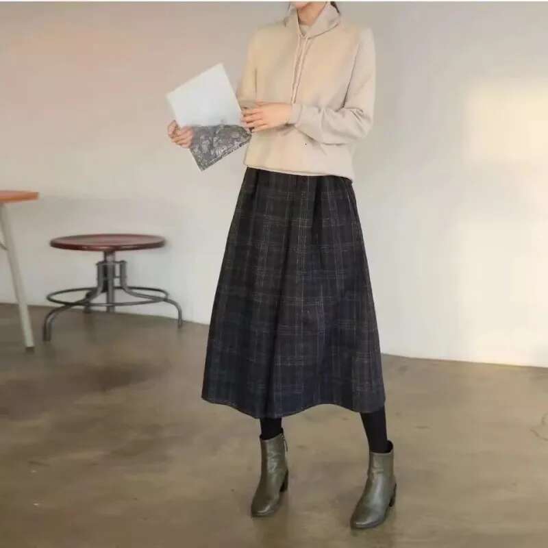 Checkered Wide Leg For Women, 2024 Autumn And Winter New High Waisted Loose Fit Woolen Pants