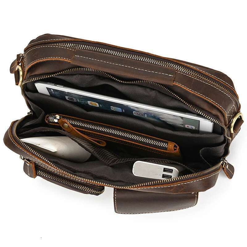 Big Shoulder Genuine Leather Crossbody Bag For Male Retro Fashion Style Men's Messenger Sg Bags With Handle Handbags