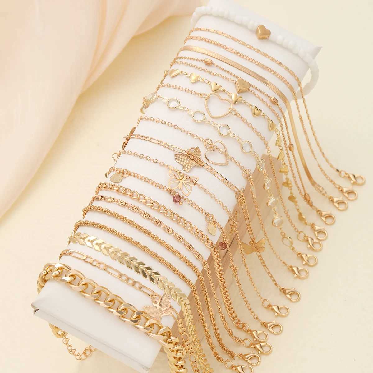 20 Pcs/Set Bohemian Twisted Snake Chain Anklet For Women Summer Beach Vintage Simple Foot Ankle Bracelet On Leg Jewelry Gifts Z250408