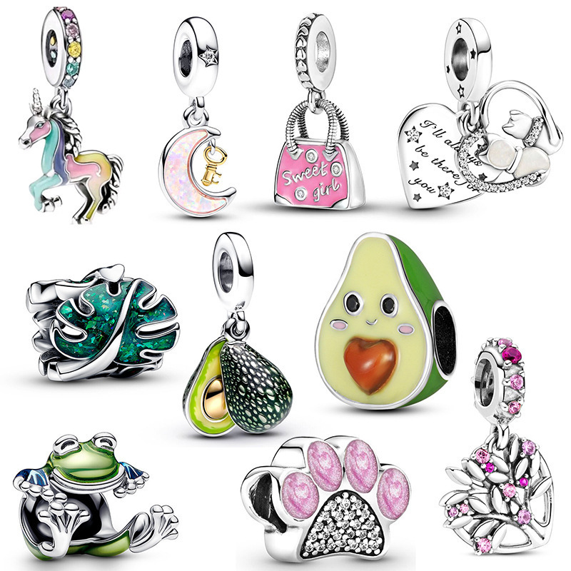 New 925 Sterling Silver Plated Hot air Balloons Wooden horses Roller skates Pendant Beads DIY Fit Original European Charms Bracelet fashion Women Jewe