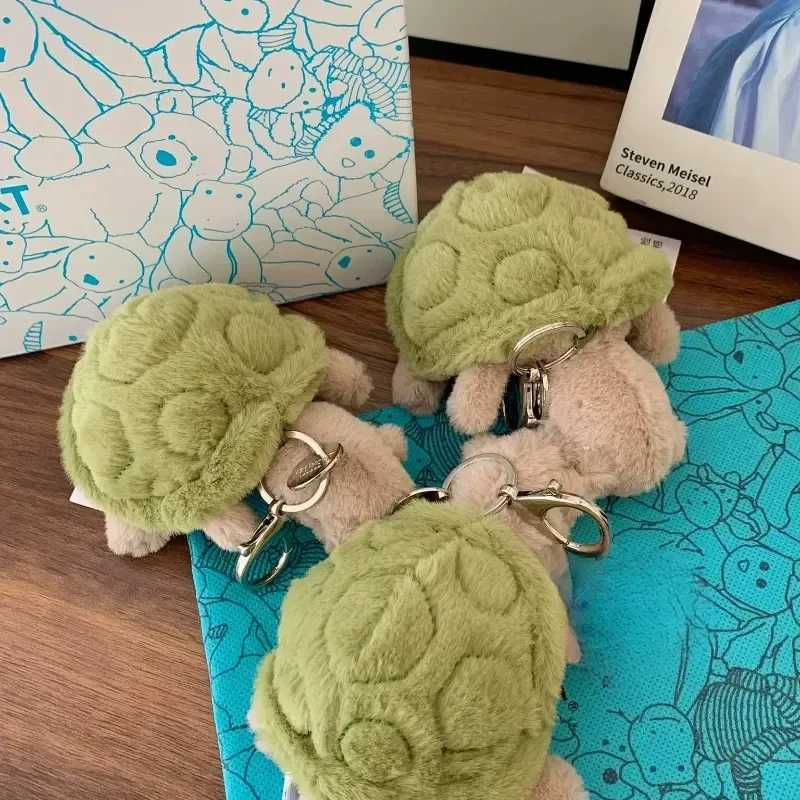 Keychains New Jelly Turtle Cat Pendant Keychain Cute Doll Plush Toy Keyring Cute Turtle Plush Toy Pet Toy Baby R250728