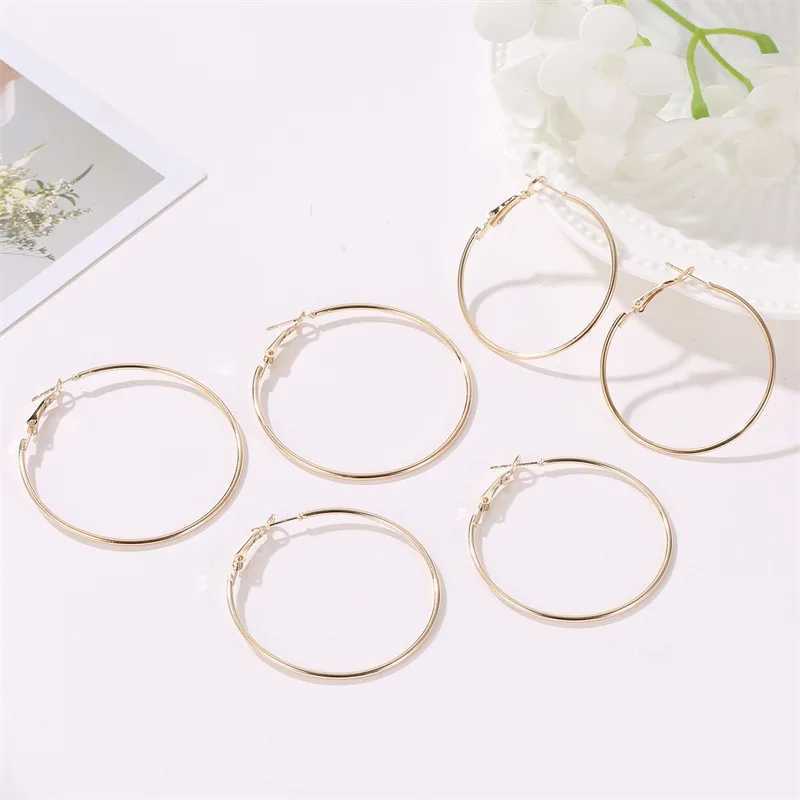 6Pairs Punk Big Circle Hoop Earrings Set for Women Girls Steampunk Ear Clip Punk Style Earring Ear Ring Wedding Jewelry Gift Z250408