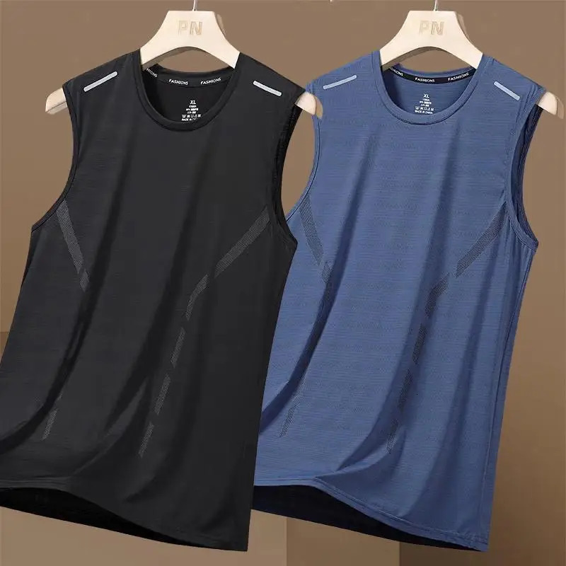 Fitness Tank Top Mens Gym Exercise Sleeves Summer Loose Underwear Basketball Running Ves 5XL 250409
