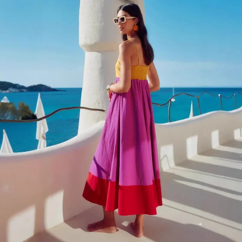 seaside vacation style long dress with temperature hanging summer European and American 250409