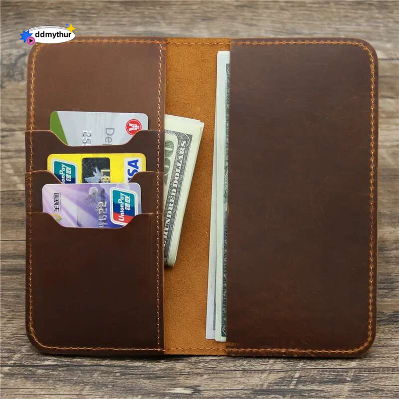 Best Genuine Personalised with Checkbook Holder Long Pure Leather Wallet for Men Custom Engraved ddmythur