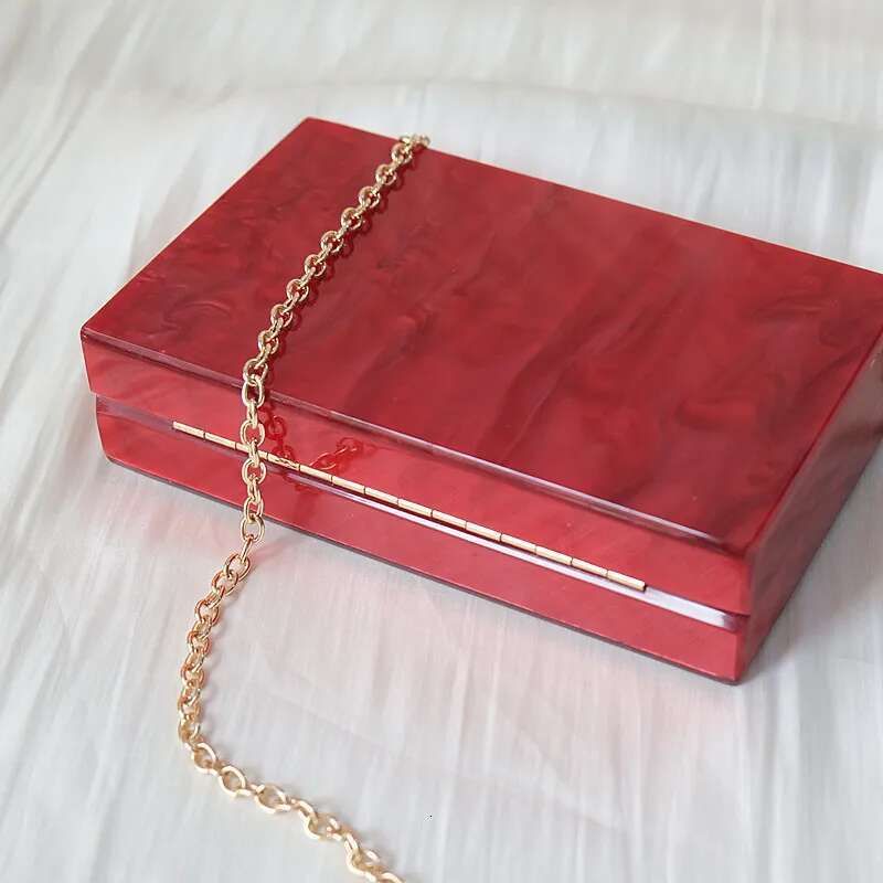 New Trendy Handbag Fashion Women Bags Red Solid Acrylic Party Evening Bag Woman Wedding Cute Vintage Box Clutch Purse