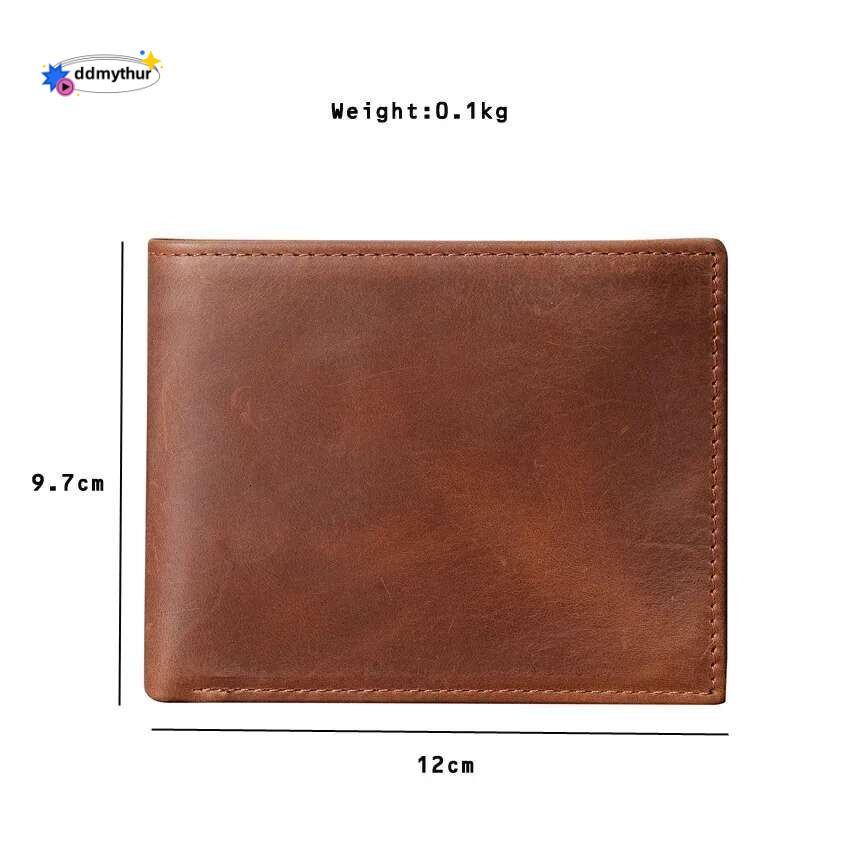 Genuine Leather Wallets for Men Vintage Short Multi Function ID Credit Card Holder Money Bag ddmythur