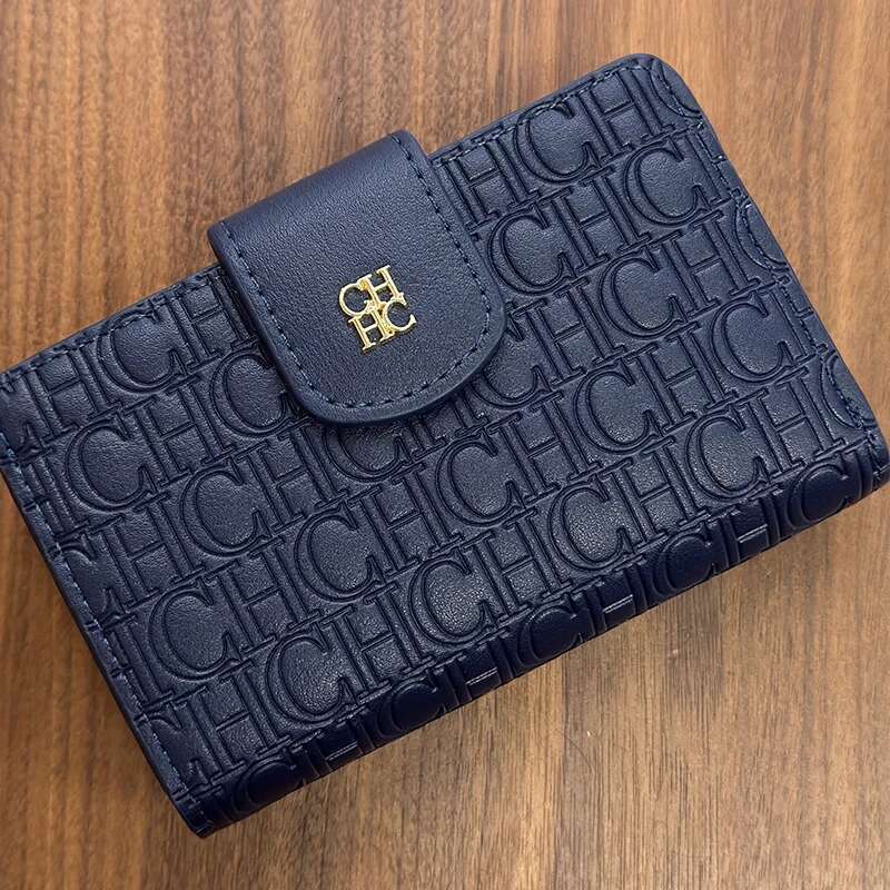 CH Pure Colour Letter Printed Style Card Premium Simple Design Fashion Women's Short Wallet