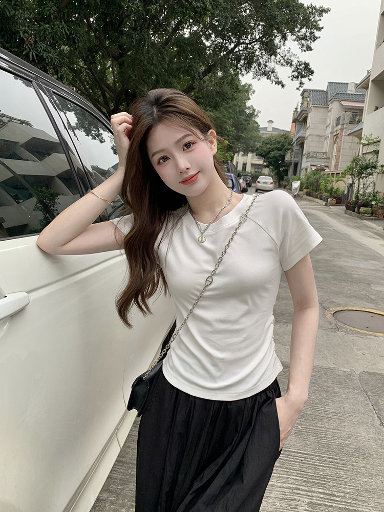 2025S Designer Women S T Shirt Spicy Girl S Mind Machine T Shirt Summer Back Hollow Design Feeling Slim Fit Folded Waist Short Sleeve Top For Women