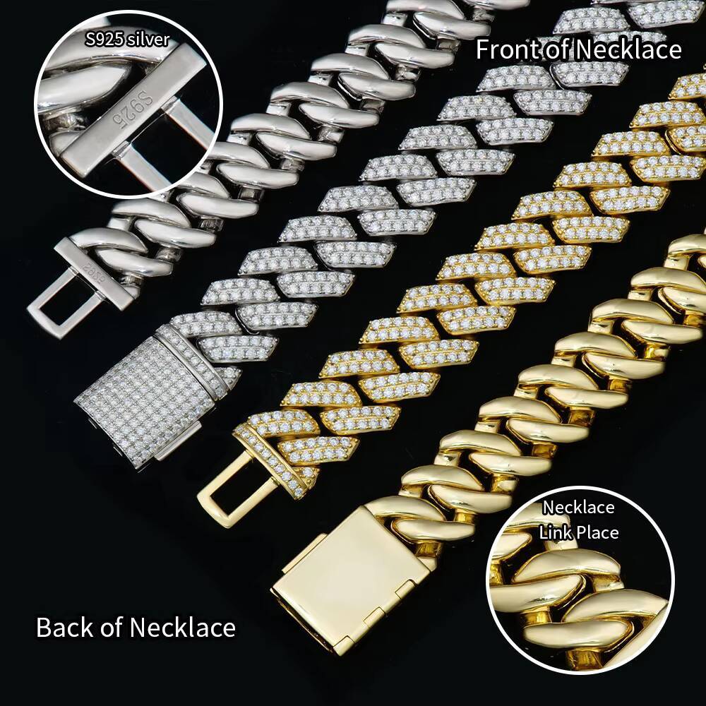 VVS Moissanite Iced Out 14mm Bracelet 925 Sterling Silver Hip Hop Cuban Link Bracelet GRA Certified Wholesale Jewelry