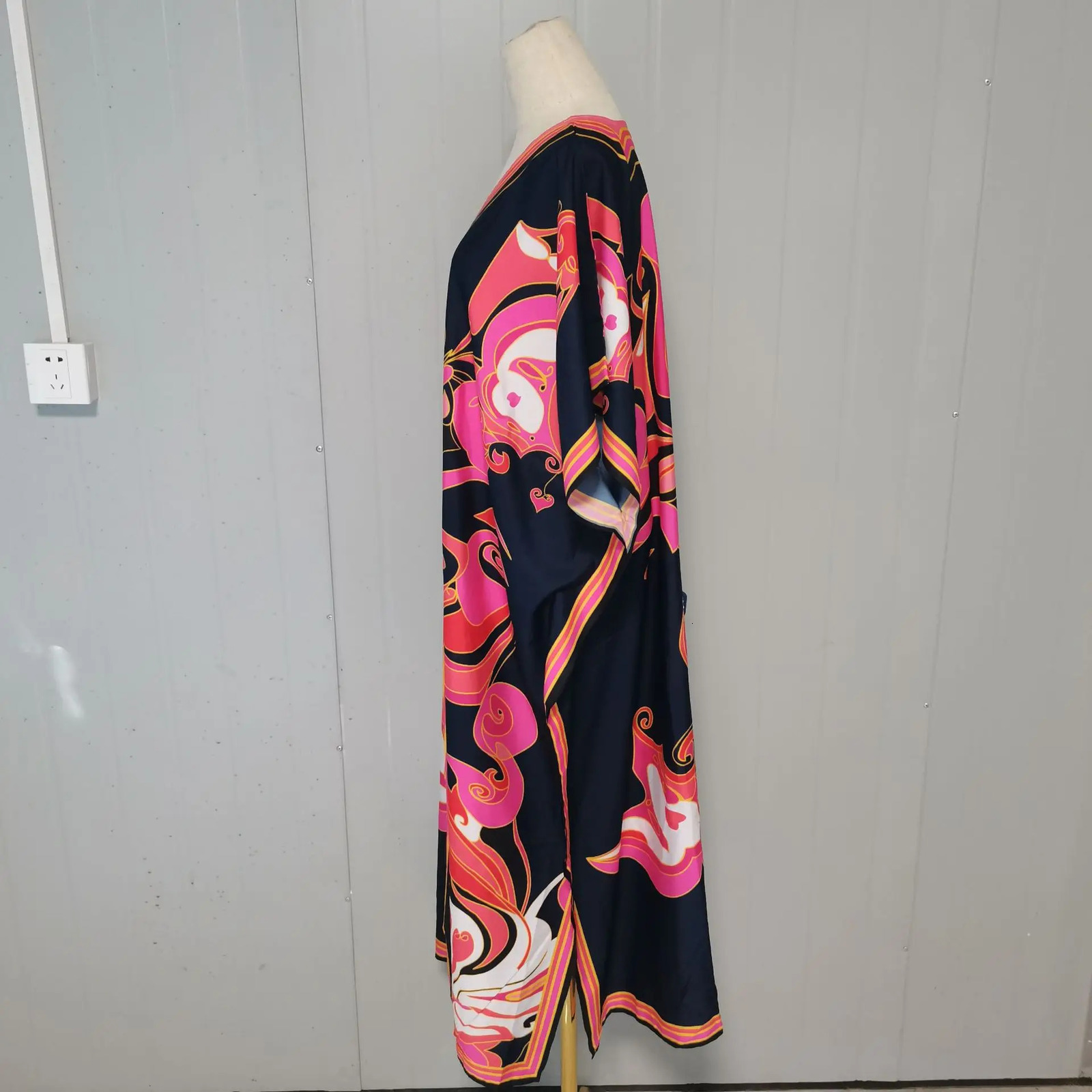 Kaftan dress oversized womens beach covering summer clothing kimono unprinted Vestido holiday 250409