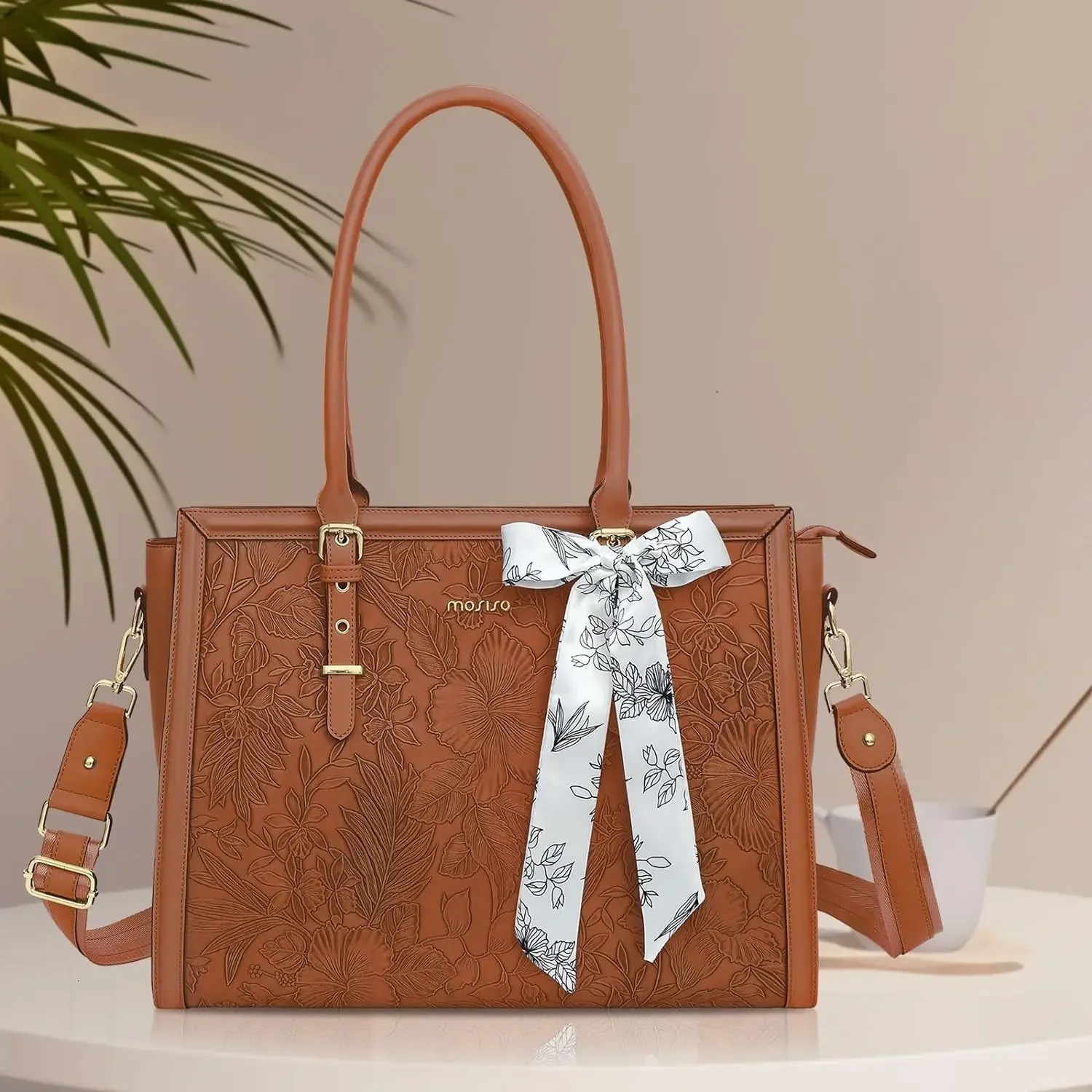 MOSISO 156 173 inch Womens Bag Large Capacity Waterproof PU Leather Tote Bag for Laptop Shoulder Bag Bussiness Office 251105