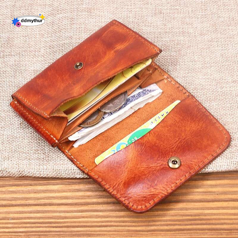 100% Genuine Leather Wallet For Men Male Vintage Cowhide Short Small Men's Purse Card Holder Case Money Bag Man With Coin Pocket ddmythur