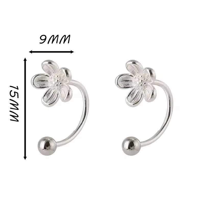 Sam Panda 925 Sterling Silver Flower Screw Puncture Stud Earrings for Women Fine Jewelry Light Luxury Minimalist Accessories Z250408